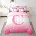 thumbnail image 2 of Feelyou Girl Ribbon Letter C Bedding Comforter Set 7 Pieces, Sequin Print Full Bedding Set, 2 of 8