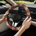 thumbnail image 5 of COEQINE Auto Steering Wheel Cover for Women Men, Universal 15 Inch Soft Elastic Steering Wheel Wrap Anti-Slip Easy to Install Car Accessories, Aztec Geometric Horse Orange, 5 of 7