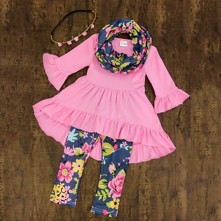 Toddler Baby Girls Flower Top Blouse Pants Leggings Outfits Set Clothes 3Pcs