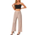 thumbnail image 2 of Pantalones de pierna ancha de mujer Inspire Chic, de cintura alta, elásticos, para fiesta, color rosa L, 2 of 6