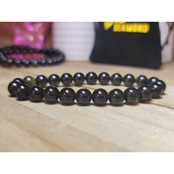 Black Obsidian 8mm bracelet Healing Crystal Genuine Beautiful