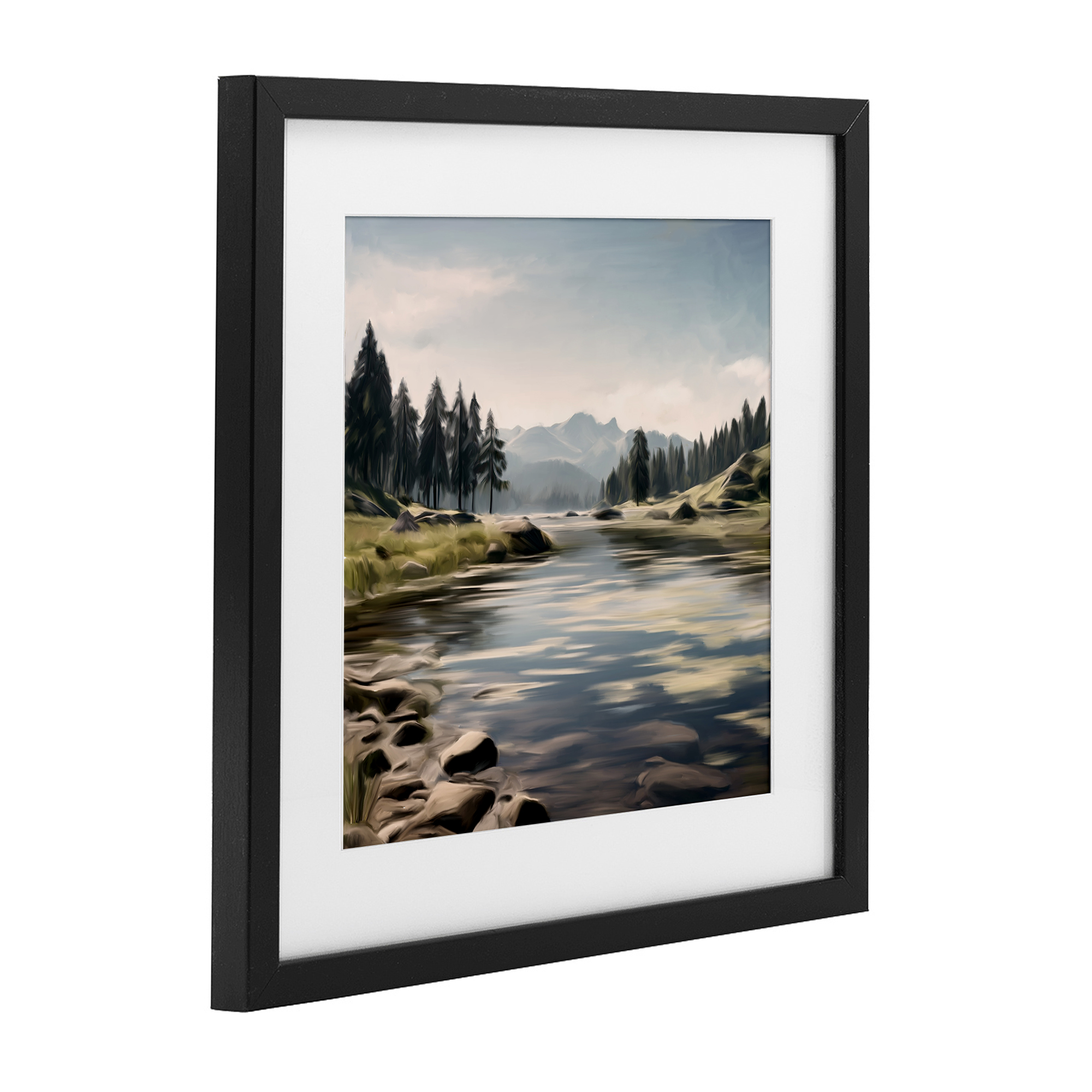 My Hideaway Pond Ripples Black Framed Print Under Glass, design by Kim Allen