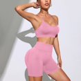 thumbnail image 5 of GILIGEGE Workout Sets Two Piece Outfits for Women Tank Top Matching High Waist Booty Lifting Shorts Seamless Yoga Outfits Lounge Matching Sets Fitness Clothes Tracksuit Gym Active Wear Outfits Pink, 5 of 7