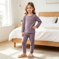 thumbnail image 6 of LEKWK Toddler Boys Girls Pajamas Long Sleeve Loungewear Tops Matching Straight Leg Pants Kids Cotton Sleepwear Fall Casual Home Nightwear 6M-7Y, 6 of 9