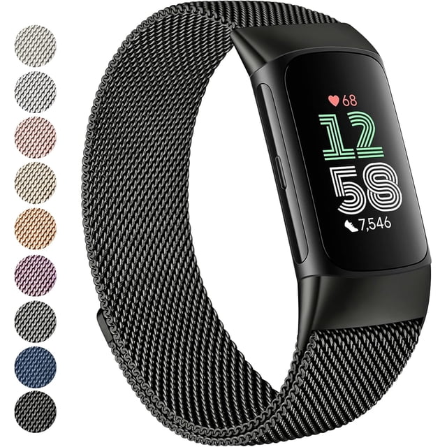 MYKOMI pour Fitbit Charge 6 Bracelets Femmes Hommes, Bracelet en Maille Métallique en Acier Inoxydable avec Boucle Réglable de Remplacement Compatible avec Fitbit Charge 6 Tracker D\'entraînement Physique