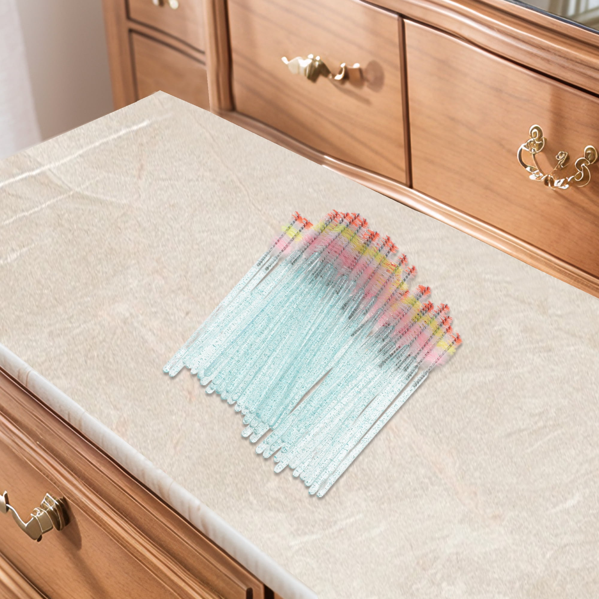 Unique Bargains 50 Pcs Disposable Colorful Eyelash Brush for Bathroom Dark Green