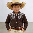 thumbnail image 2 of CAIXIA Boys Long Sleeve Chambray Shirt Western Cowboys Pearl Snap Button Down Shirts, 2 of 5