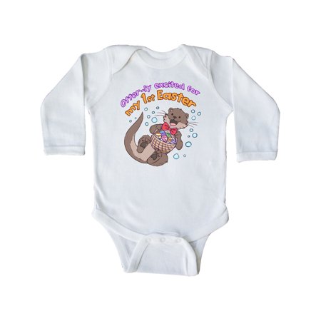 

Inktastic Otterly Excited For My 1st Easter Gift Baby Boy or Baby Girl Long Sleeve Bodysuit