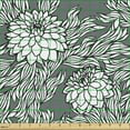 thumbnail image 2 of Ambesonne Dahlia Fabric by the Yard Upholstery, Blooms Beauty Herbs Floral, 2 Yards, Grey Black and Coconut, 2 of 5
