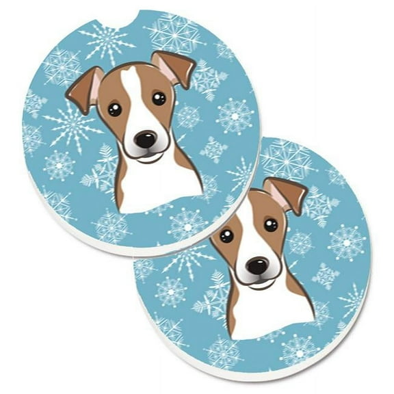 Snowflake Jack Russell Terrier Set of 2 Cup Holder Car Coaster