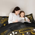 thumbnail image 5 of Yellow Gamer Bedding Teens Gaming Comforter Set Twin, Game Quilt Bedroom Decor,Neon Lights Gamepad Duvet Set Geometry Grid Down Comforter Game Reversible Bedding Set Warm, 5 of 7