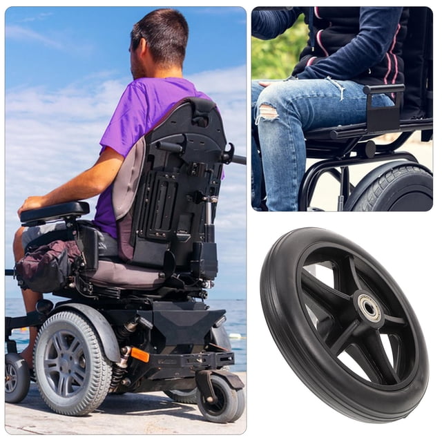 SKISUNO 2 Pcs Roues avant Résistantes à l'Usure de Remplacement pour Fauteuil Roulant Acier PVC Noir