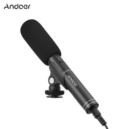 Andoer Professional Interview Microphone Shotgun Switchable Omni-directional Cardioid Pick-up Mode for Canon Nikon Sony DSLR Camera (Best Directional Microphone For Dslr)