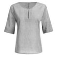 thumbnail image 5 of Viluyesy V-Neck T-Shirt for Womens 3/4 Sleeves Shirt Tops Loose Blouse Gray Size 5XL, 5 of 5