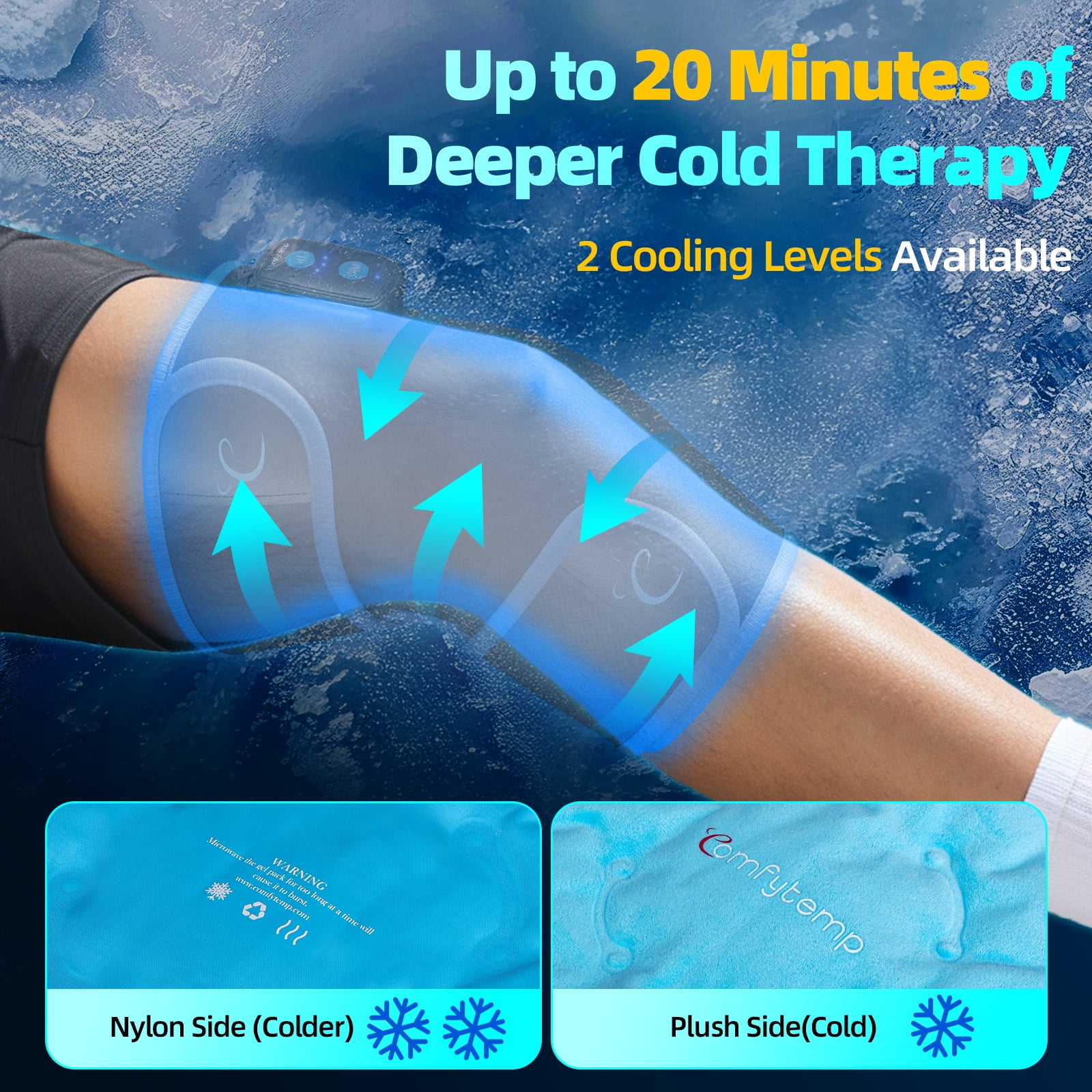 Comfytemp Upgrade Compression Ice Pack for Knee Pain Relief, Reusable Hot & Cold Therapy for Sprains, Recovery, Inflammation, Swelling