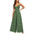 thumbnail image 2 of Vynhevius Women's Striped Print Cami Jumpsuit V Neck High Waist Wide Leg Pockets One Piece, 2 of 7