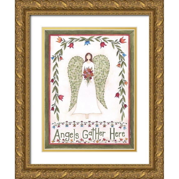 Shamp, Cindy 19x24 Gold Ornate Wood Framed with Double Matting Museum Art Print Titled - Angels Gather