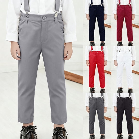 Boys Slacks Boys Dress Pants School Formal Flat Front Trousers Adjustable Waistband Black 4-5 Years