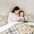 thumbnail image 4 of Erosebridal Floral Plaid Bedding Comforter Set for Girls, Orange Checkered King Bedding Sets, Reversible, 7 Pieces, 4 of 5