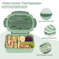 thumbnail image 5 of Lksixu Large Bento Boxes for Adults, 3 Compartment Lunch Box with Utensils, 1200 ML BPA-Free Plastic Snack Containers with Lids, Reusable Meal Prep Food Container, Microwave & Dishwasher Safe, 5 of 9