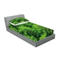 thumbnail image 2 of Ambesonne Nature Fitted Sheet & Pillow Sham Set, Broccoli Kale Foliage, Twinxl, Lime Green, 2 of 2
