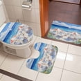 thumbnail image 5 of Summer Vacation Bathroom Rugs Set Watercolor Beach Chair Non Slip Absorbent Soft Bath Mats 3 Piece Set with Bathroom Rug, U-Shaped Floor Mat, Toilet Seat Cover Small Size, 5 of 9