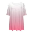 thumbnail image 6 of Lenpel Plus Size Tops for Women Dressy Casual Short Sleeve Crew Neck Gradient Pleated T Shirts Loose Tunic Blouses, 6 of 6