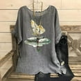 thumbnail image 2 of lcziwo Women's Short Sleeve Cotton Linen Crew Neck T-Shirts Fashion Butterfly Print Shirts Casual Loose Fit Blouse Summer Lightweight Beach Tops Ofertas Relampago de Hoy Gray S, 2 of 8