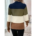 thumbnail image 4 of Women'S Color Block Sweaters Long Sleeve Mock Neck Tops Loose Knitted Pullover Sweater XL, 4 of 5