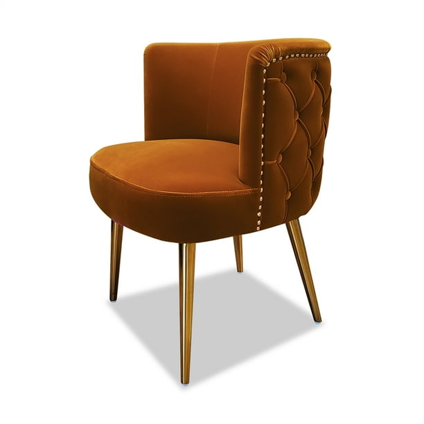 Misty Mid Century Glam Barrel Accent Chair Burnt Orange Performance Velvet Walmart Com Walmart Com