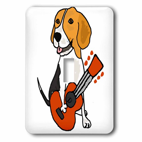 3dRose, Funny Cute Beagle Dog Playing Guitar, single toggle switch