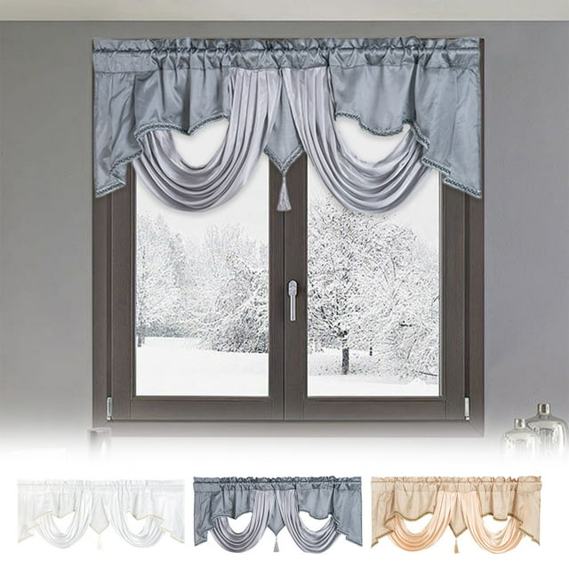 Sentmoon Window Curtains Curtains Short Curtains Solid Color Curtains Curtains Household Curtains Small Curtains Through Rod Curtains Room Darkening Curtains Beige