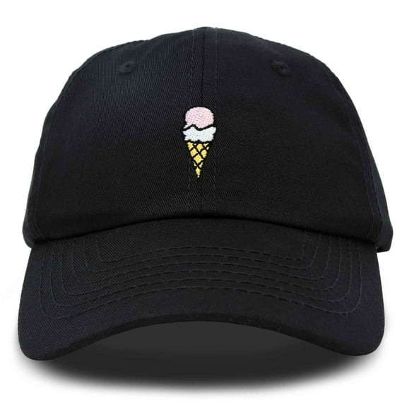 DALIX Double Scoop Ice Cream Hat Womens Embroidered Baseball Cap in Black