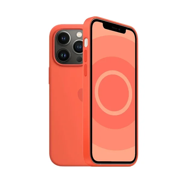 Apple Animation Magsafe 13 Pro Liquid Silicone Magnetic Case For iPhone 13 Pro Max pro Case Wireless Charging Drop Protect Cover Nectarine for iphone13ProMax(6.7")