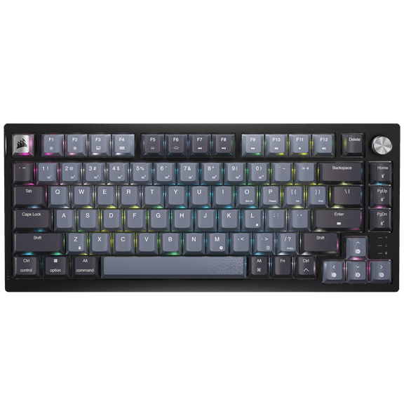 CORSAIR K65 PLUS WIRELESS 75% RGB Mechanical Gaming Keyboard - Pre-Lubricated CORSAIR MLX Red Linear Switches - 2.4GHz Wireless - Bluetooth®