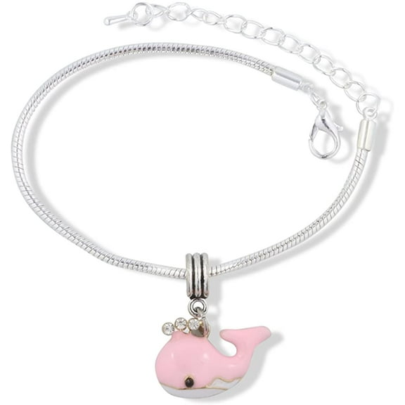 EPJ Whale with Three Rhinestones for Water Snake Chain Charm Bracelet
