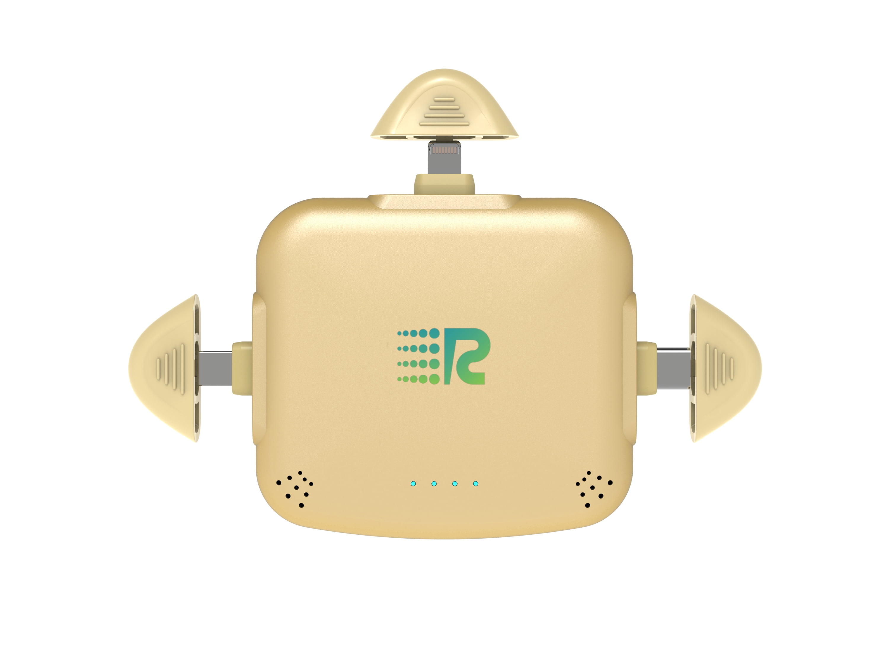 Rush Charge Universe 3 in 1 Portable Charger – 3300mah, 2.4A High-Speed Fast Charging Compatible with iPhone and Android Lightning, Type C, Micro-USB Charges 3 Devices at a Time Pre-Charged RC33 Gold