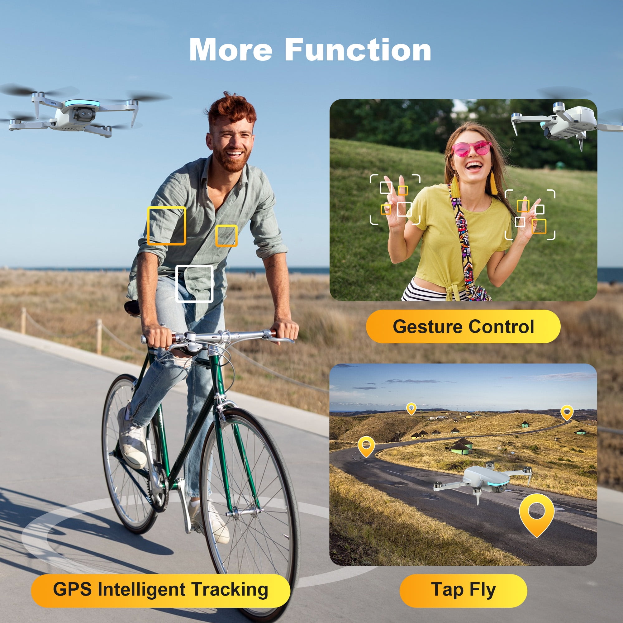 WeFone B6 GPS Drone with Camera for Adults 4K, Smart Return, 5G Transmission, 2 Batteries, Gray