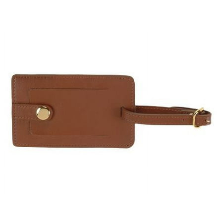 Royce - Luggage tag - with window - strap - 2.8 in x 4.49 in - rectangular - black - genuine leather