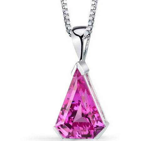 Oravo 6.75 Carat T.G.W. Chevron-Cut Created Pink Sapphire Rhodium over Sterling Silver Pendant, 18