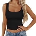 thumbnail image 2 of Workout Tanks for Women Women's Casual Solid Color Square Collar Camisole Vest Camisole Tops for Women Black L, 2 of 4