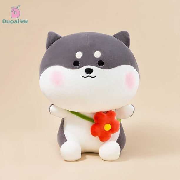 Almohada de felpa Shiba Inu de 45cm, muñeco de cabeza grande de dibujos animados, almohada de cintura de perro con relleno de animales, decoración del hogar, regalo de Navidad para niños zhangyuxiang LED