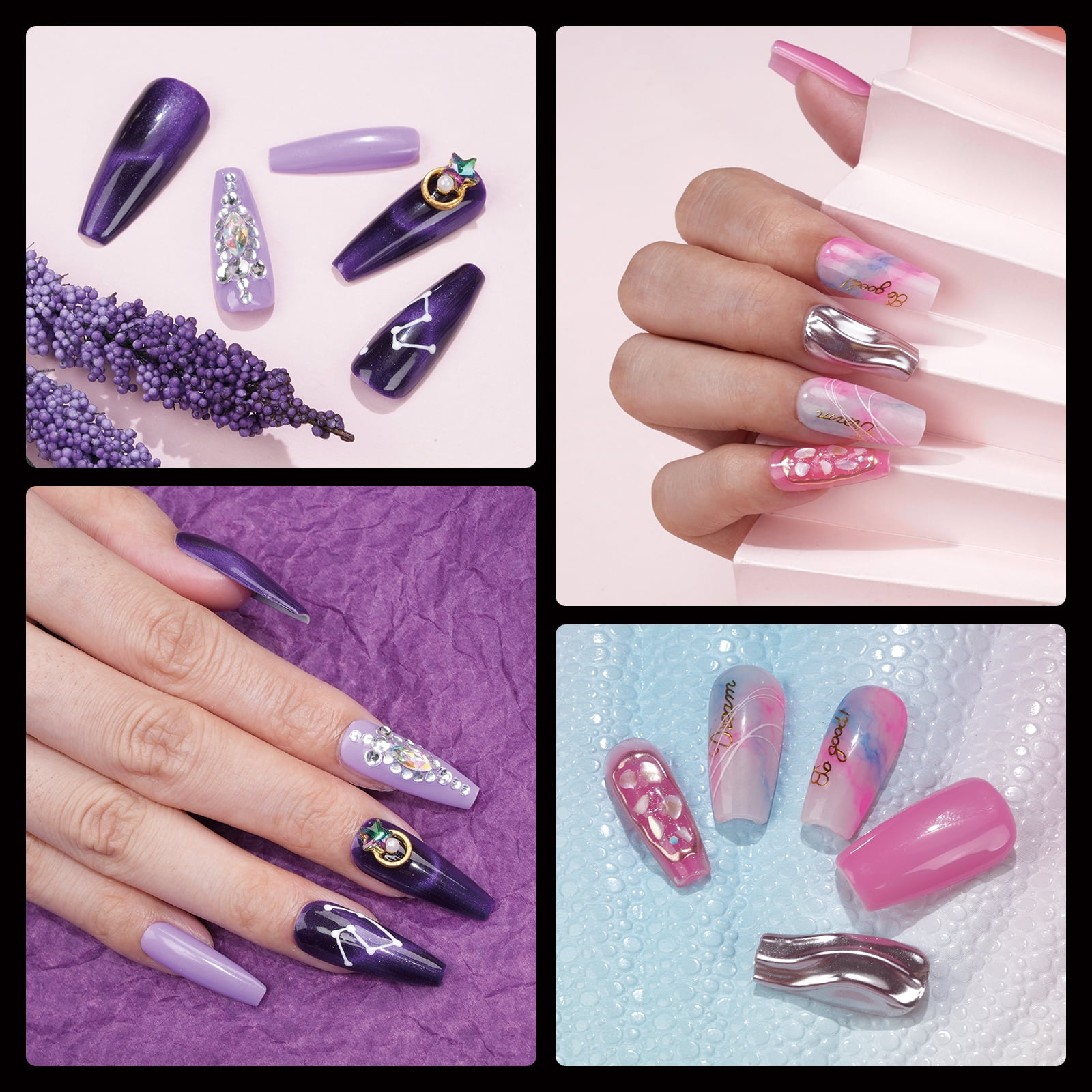 Soft Long Coffin Acrylic Press On False Nails, Clear, 240 Pieces