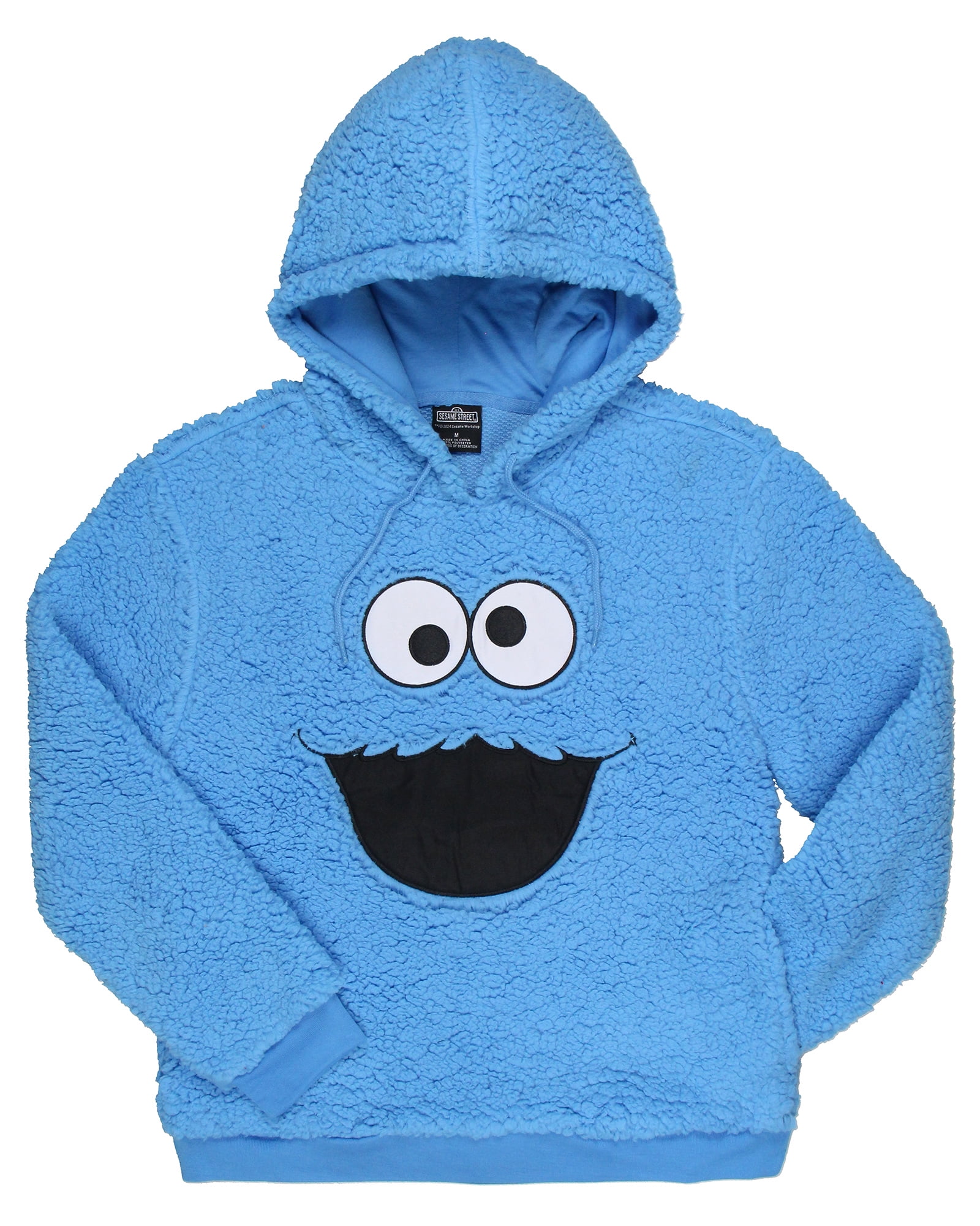 Sesame Street Women's Cookie Monster Embroidered Face Plush Fleece