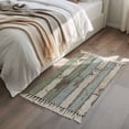 thumbnail image 4 of Area Rug with Tassels 2' x 3', Green Wooden Plank Vintage Kitchen Runner Rug for Hallway Bedroom Throw Rugs, Country Wood Grain Soft Door Mat for Bathroom Entrance Living Room, 4 of 9