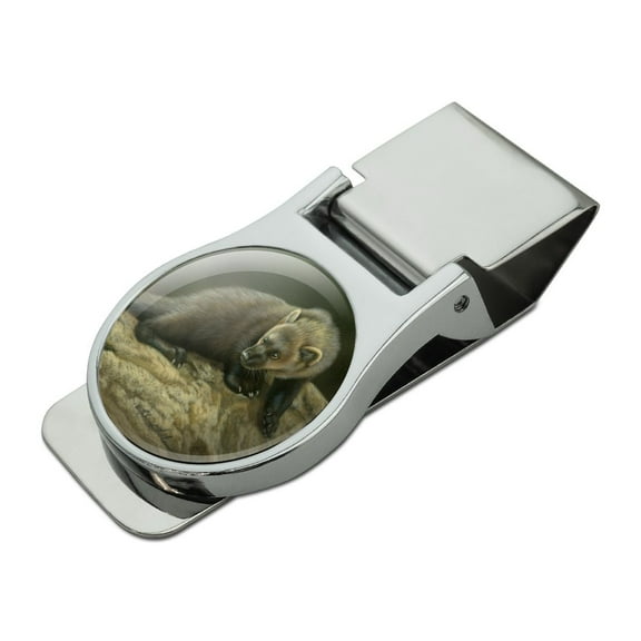 Fisher Cat Satin Chrome Plated Metal Money Clip