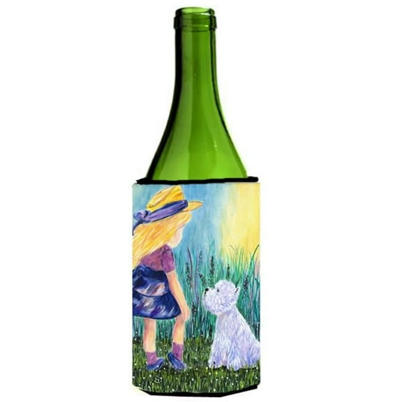 Little Girl With Westie Wine bottle sleeve Hugger - 24 oz.