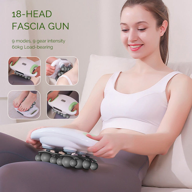 18-Head Fascia Gun High Frequency Vibration Deep Tissue Muscle Stimulate Muscle Fascia Body Massager Red Light Masajeador