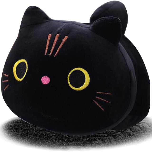 Almohada de felpa de gato negro de 35cm, lindo gatito de peluche, almohada para dormir, tapicería para niñas y niños, 1 pieza JM