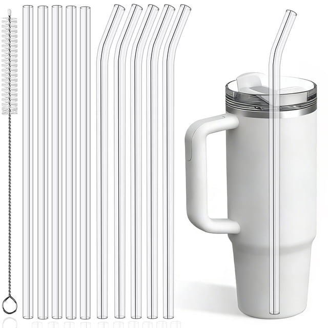 PROOCI Paquete de 10 pajillas reutilizables de Tritan de 30 cm con cepillo
